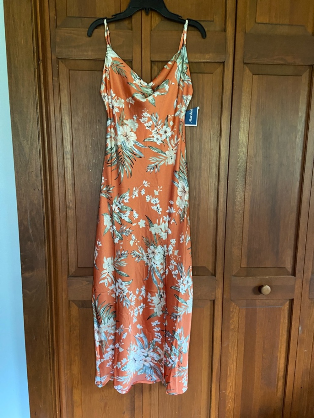 🏷️ BNWT Paper Heart Rust Orange Floral Slip Maxi Dress with Adjustable Straps